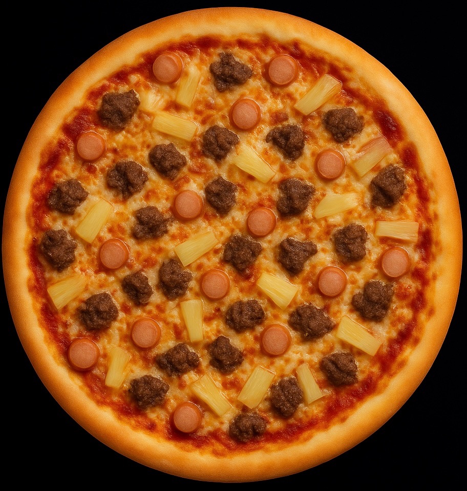 7. SAN REMO - Cocktailpølser, oksekød og ananas.