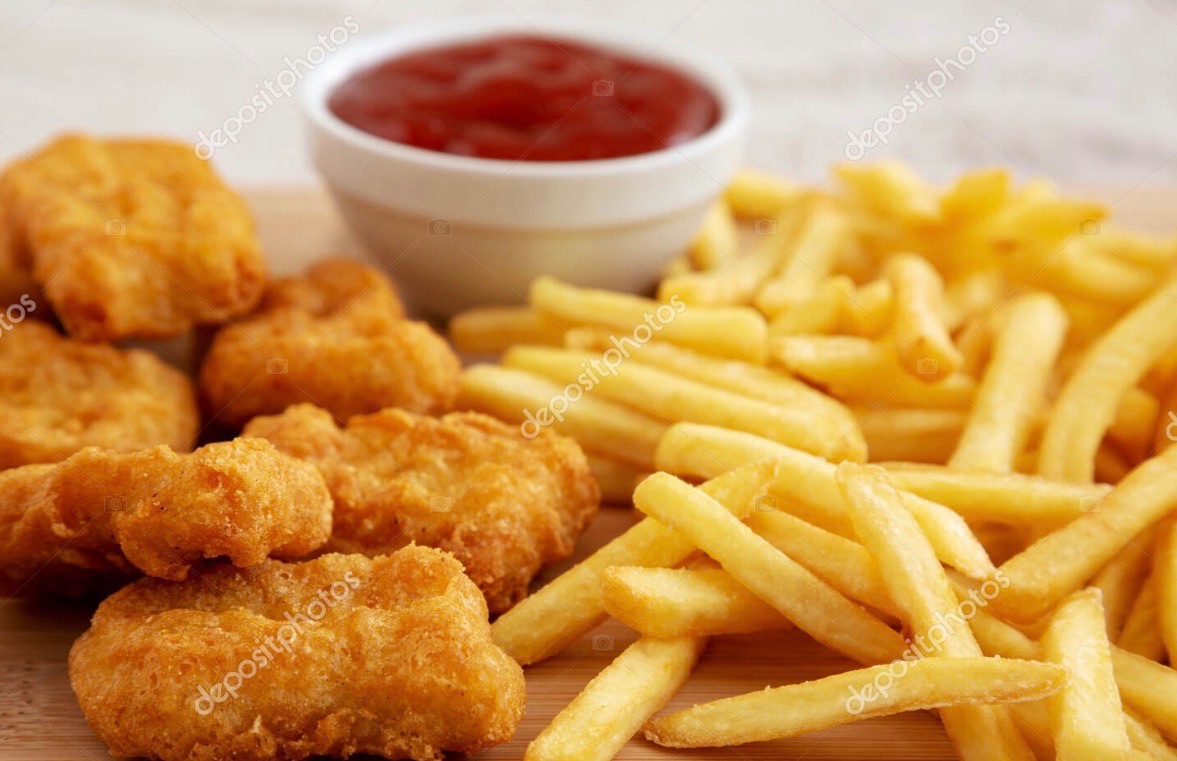 67. NUGGET - 6Stk nogget, pommes og dyppelse.