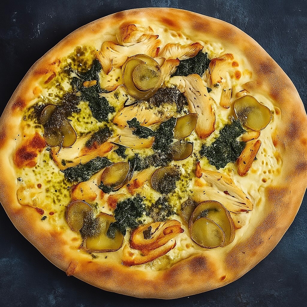 48. KYLLINGK - Kylling, Kartoffel, rosmarin, spinat, grana padona i flager, persillepesto.