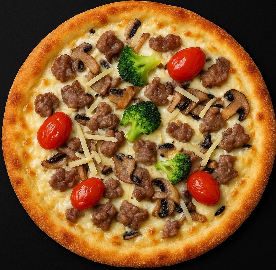 58. NAPOLITANSK - Salsiccia, Portobellosvampe, semidry cherrytomate, broccoli.