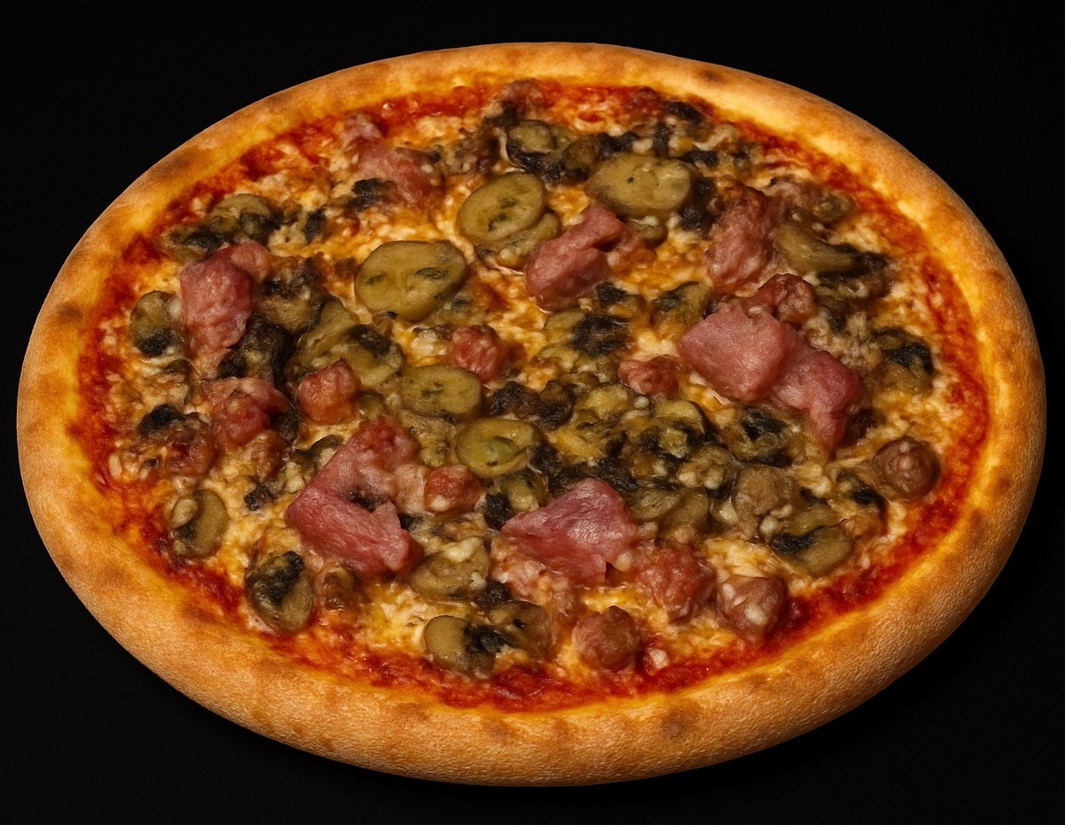 39. SALSICCIA DUE - (KRYDRET ITALIENSK MEDISTER) —Kartofler, sprød bacon, Salsiccia, svampe og trøffelsauce.