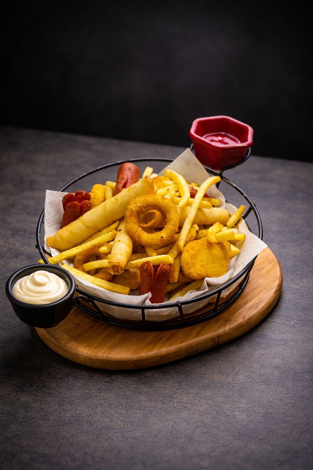 Şefin Tabağı(طبق الشيف) - Soğan halkası,nugget,Sosis,Sigara böreği,Cips