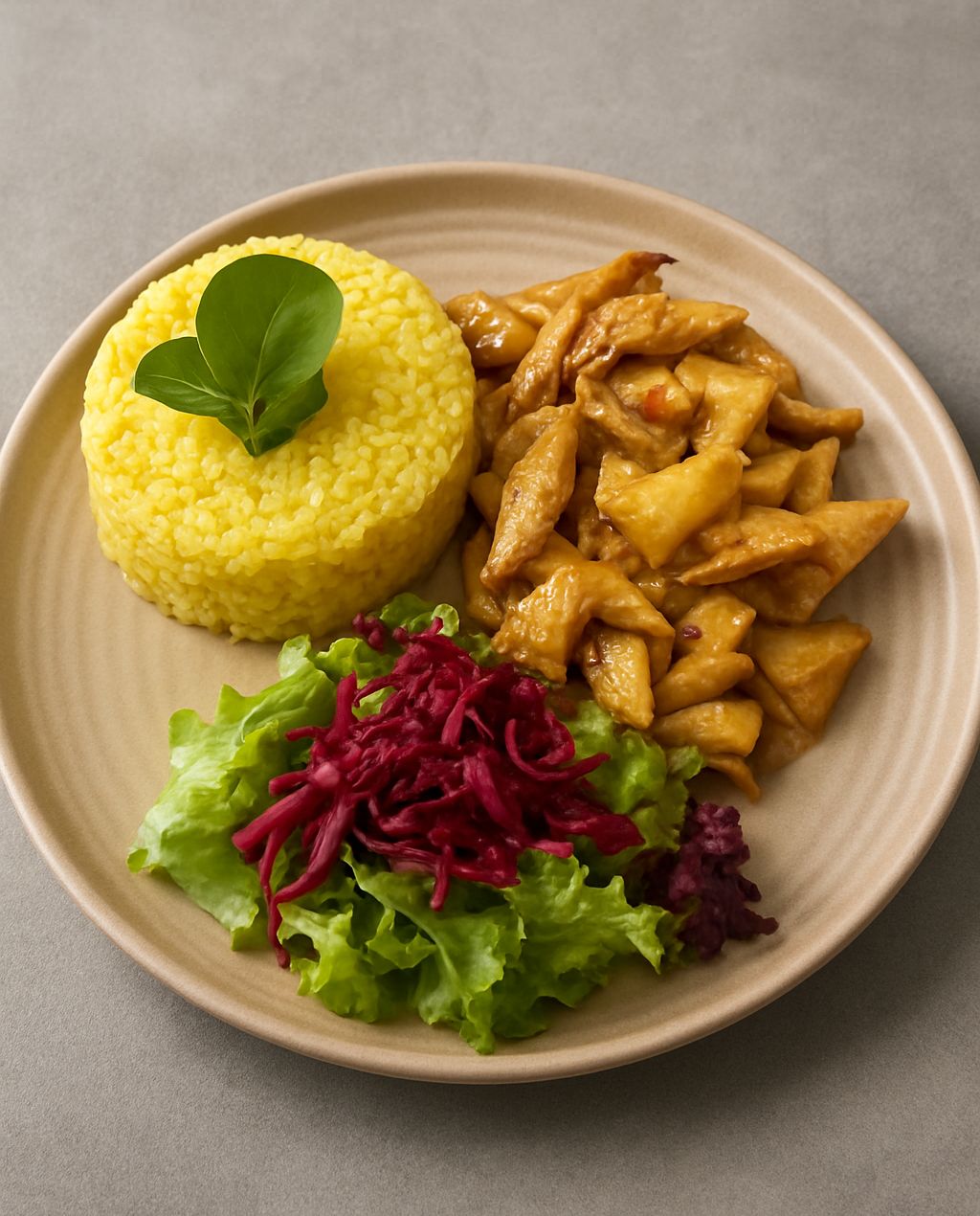 ANANAS KÖRİ TAVUK - Jülyen tavuk, jülyen biber, jülyen ananas, yeşillik ve özel pilav eşliğinde servis edilir