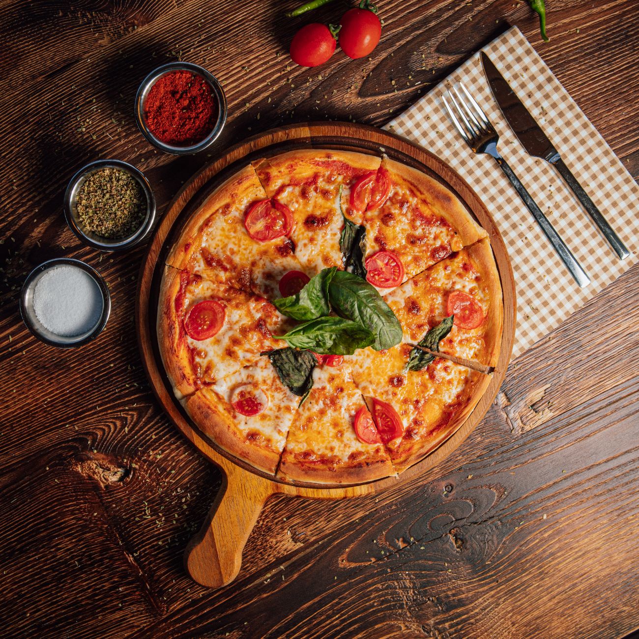 HEİNZ PİZZA - Özel Napoliten Sos, Mozarella Peyniri, Kiraz Domates Heinz Pesto Mayonez Ve Taze Fesleğen Yaprakları