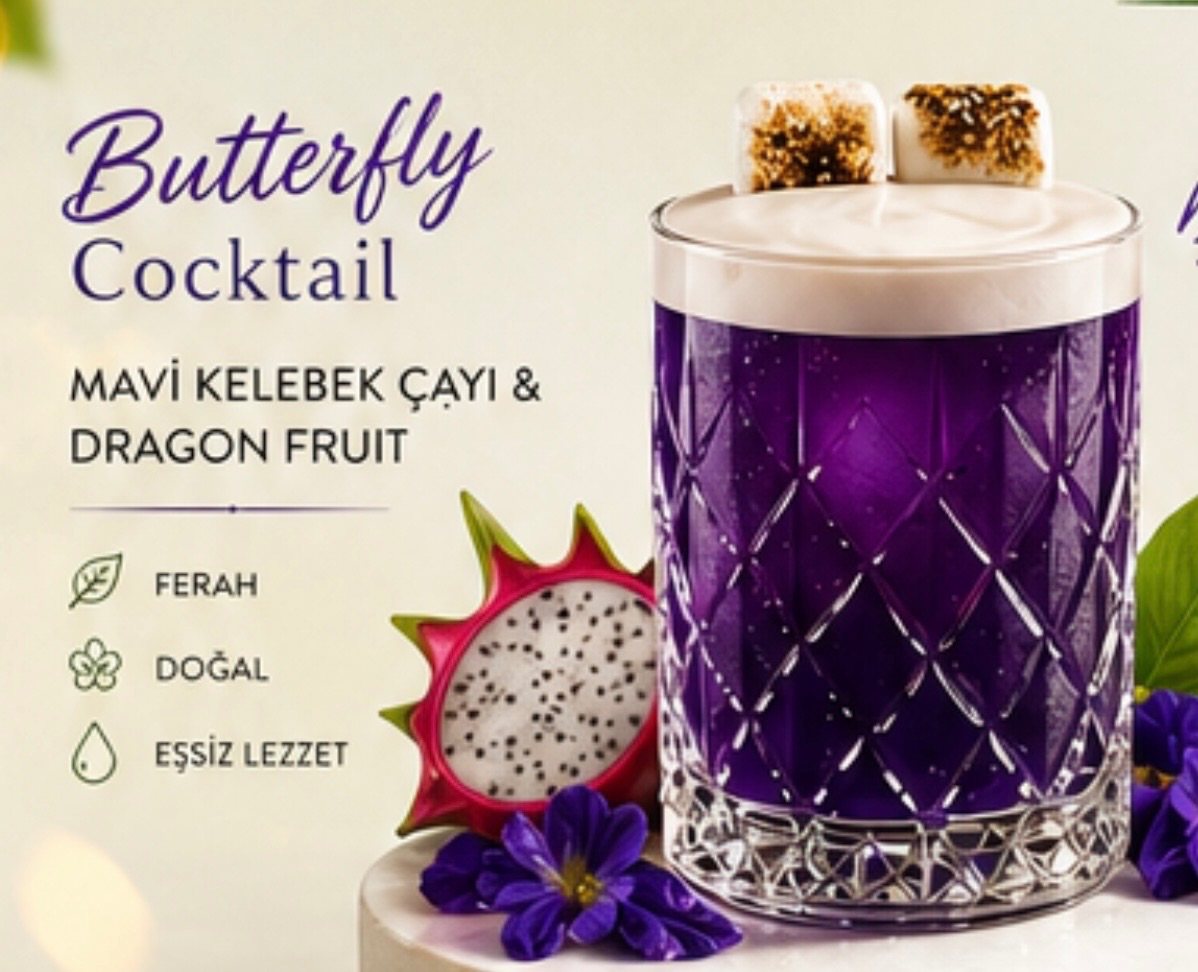Butterfly Cocktail - Mavi kelebek çayı & Dragon Fruıt