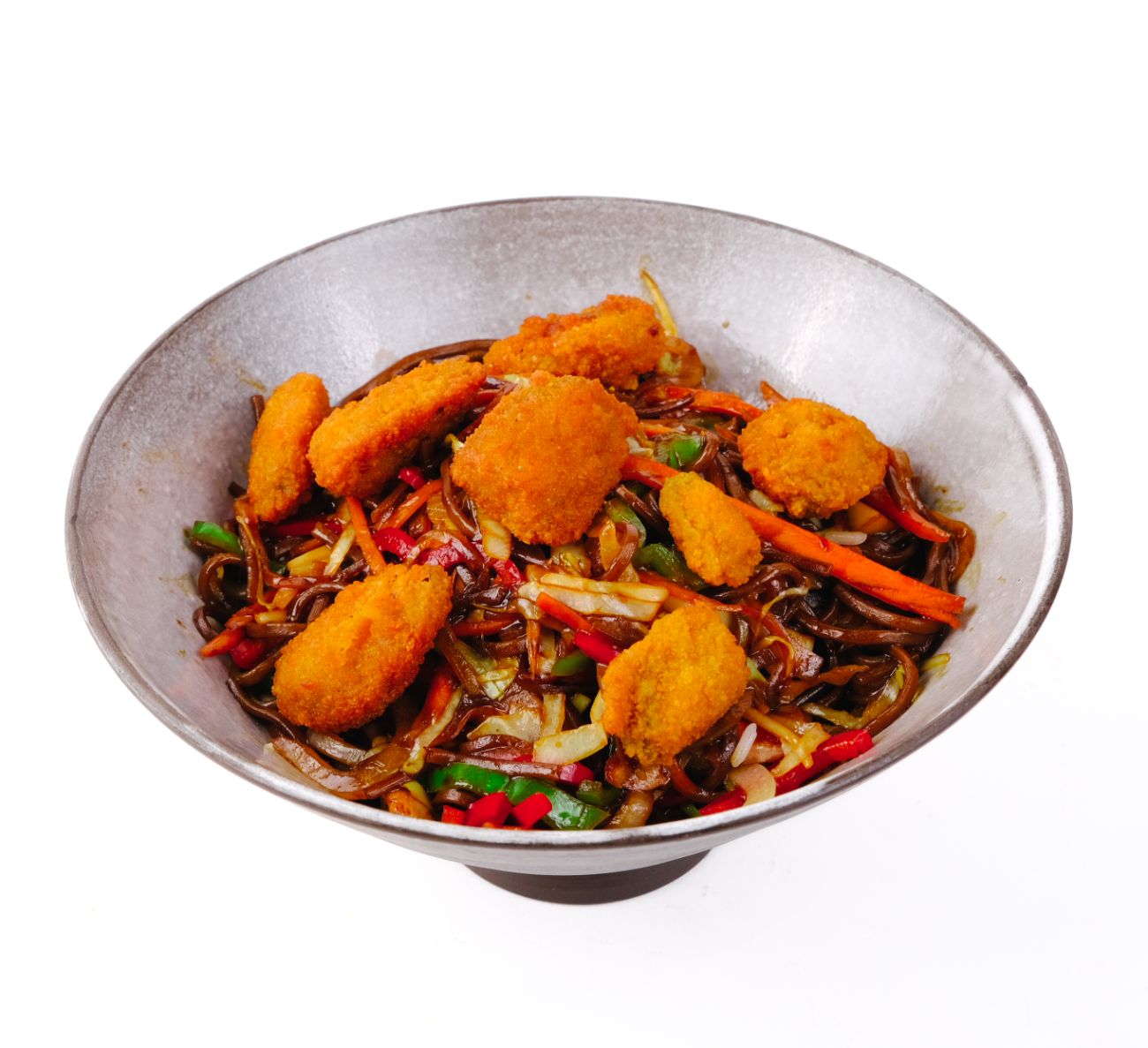 Midyeli Soba Noodle - Glutensiz Kara Buğdaylı Soba Noodle, Yeşil Kapya Biber, Kırmızı Kapya Biber, Yeşil Soğan, Lahana, Midye