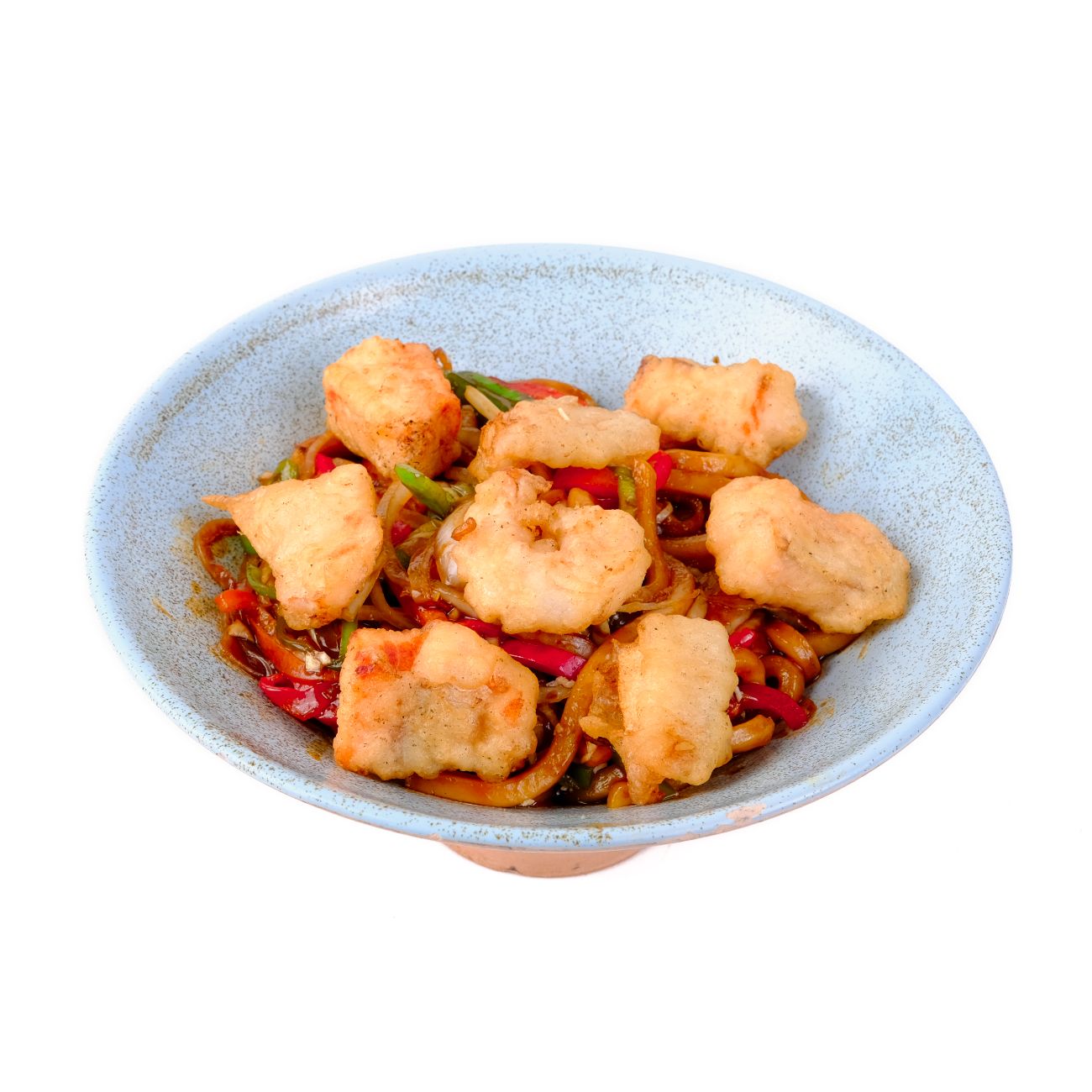 Sushimi Special Udon Erişte - Yeşil Kapya biber, Kırmızı Kapya Biber, Lahana, Kuru Soğan, Somon, Karides, Kalamar