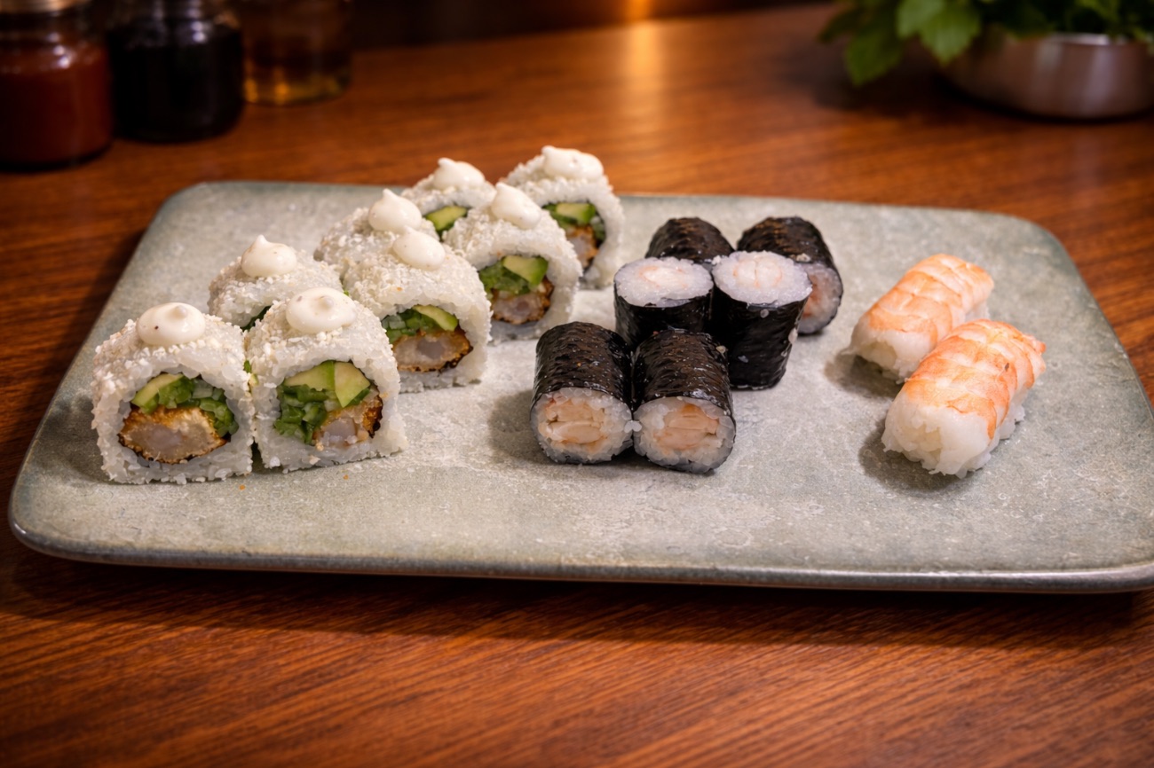Ebi set - Ebi tempura roll (8 parça) Ebi maki ( 6 parça ) Ebi nigiri ( 2 parça )