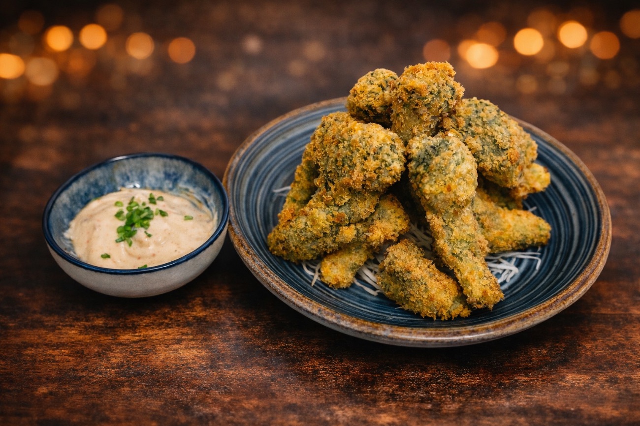 Crispy Broccoli Tempura - Panko kaplamlı çıtır brokoli, özel trüf ponzu mayonez sos ile servis edilir