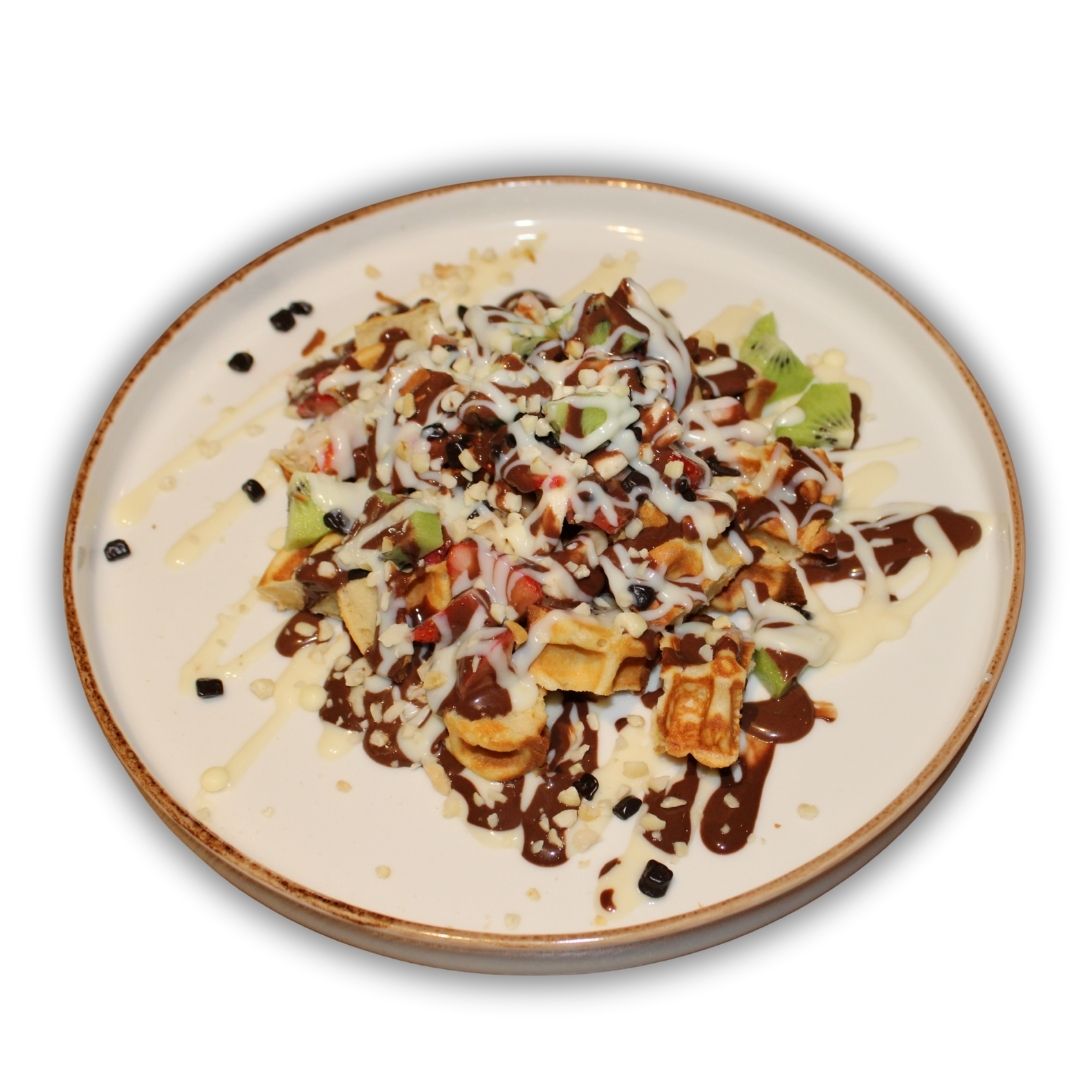 Meyveli Salaş Waffle - Waffle, çikolata sos,kivi,muz,çilek