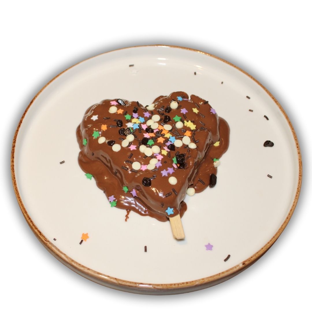 Kalp Waffle Sütlü Çikolata - Waffle,sütlü çikolata sos