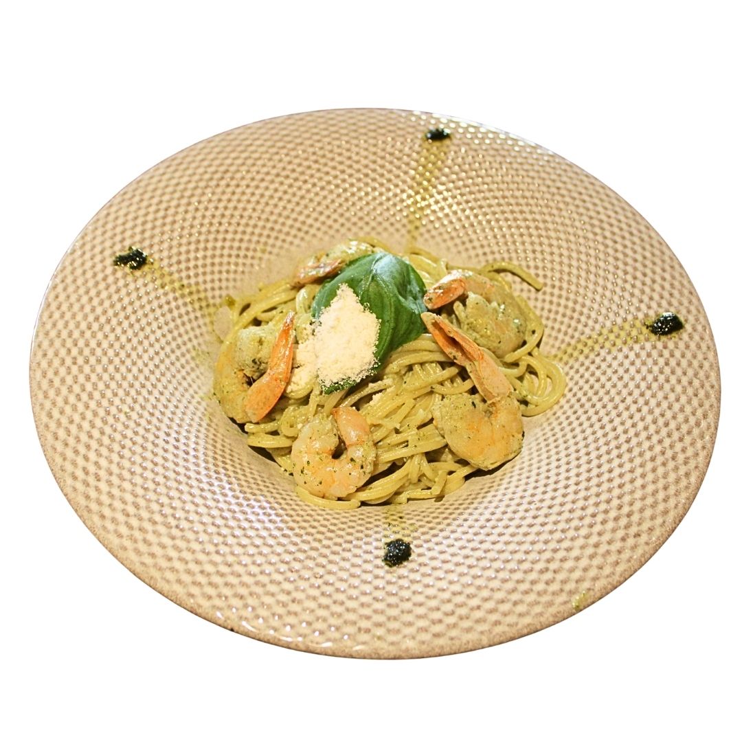 Pesto Soslu Karides Spagetti - Spagetti makarna,karides,pesto sos ile