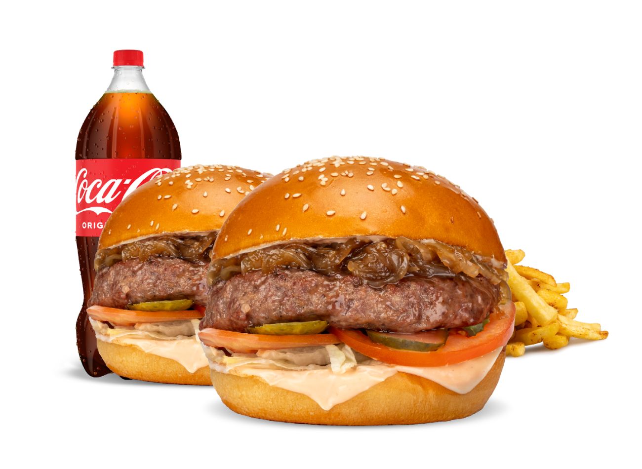 EKONOMİK KANKA MENÜ - 2 adet classıc burger, patates kızartması ve seçeceğiniz 1 litre içecek ile