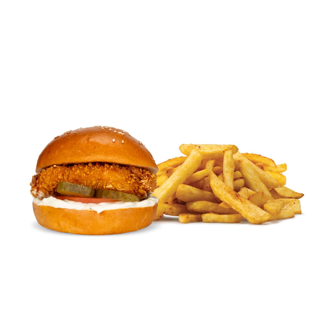 ÇOCUK MENÜSÜ ÇITIR BURGER MENÜ - 60 gr çılgın çıtır tavuk, domates, turşu, tartar sos, patates kızartması ve ayran ile