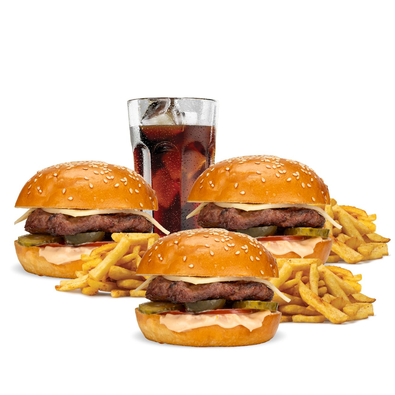 3'LÜ MİNİ BURGER SEPETİ - 3 adet mini burger(195 gr) ızgara burger köftesi, kaşar peyniri, meat burger sos, domates, turşu, patates kızartması ve seçeceğiniz içecek ile