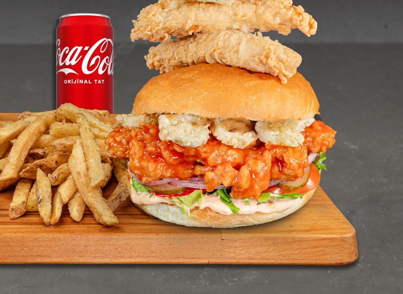 LOADED BUFFALO CHICKEN TENDERS BURGER