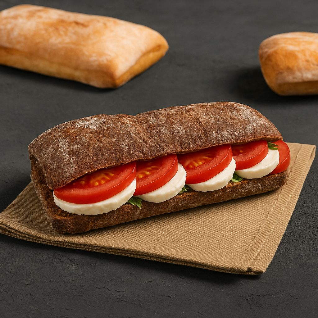 Mozarellalı Esmer Ciabatta Sandviç - Mozarella, Domates.