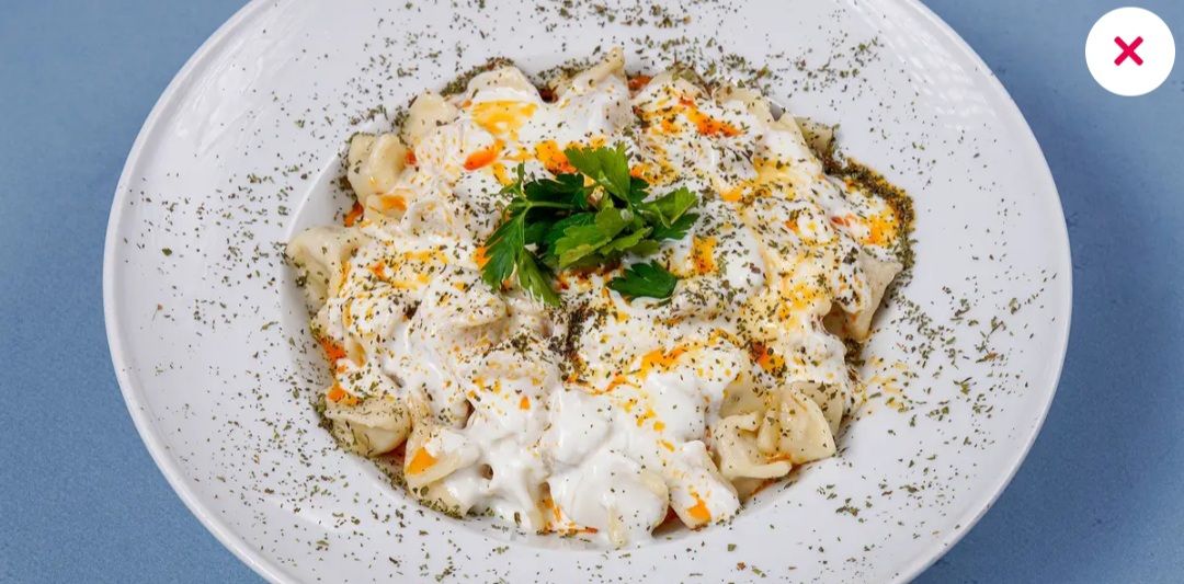 Gözde Mantı - Sarımsak isteğe göre, tereyağı, nane, özel soslu yoğurt.