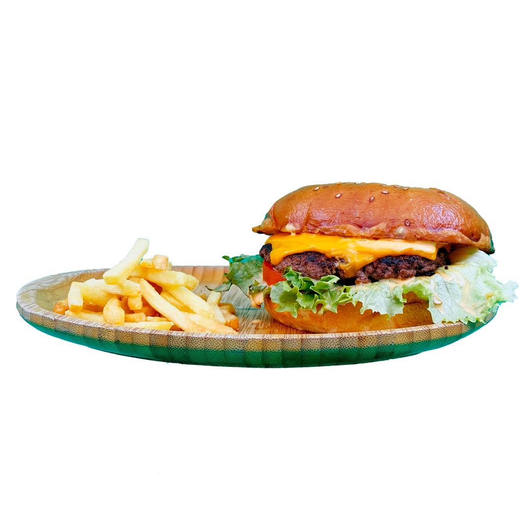 Dana Etli Cheeseburger - 120 gr dana eti, cheddar peyniri, domates, marul, burger sos, patates kızartması