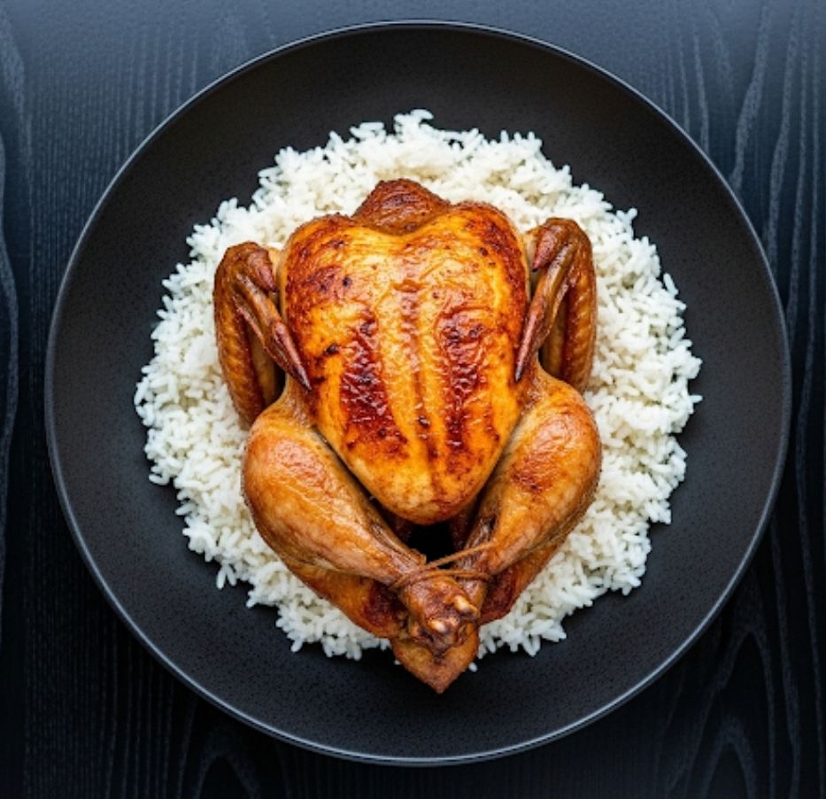 دجاجه شوي فحم على الارز