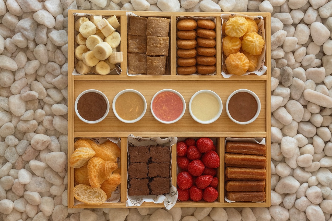 Lady Box - (4-6 Kişilik)
Pankek ve waffle parçaları, çilek, muz, profiterol,
krep, kruvasan, brownie ve 5 çeşit çikolata.