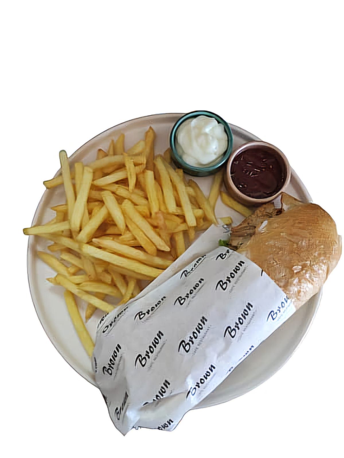 Tavuk döner menü - Tavuk döner , marul ,domates,soslar,patates