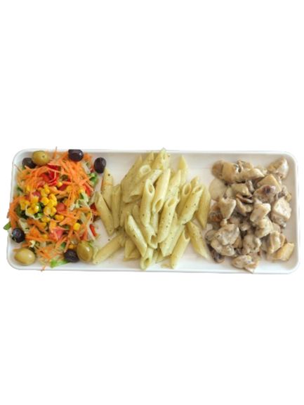 Kremalı mantarlı tavuk - Tavuk, mantar, krema,pesto soslu makarna, salata