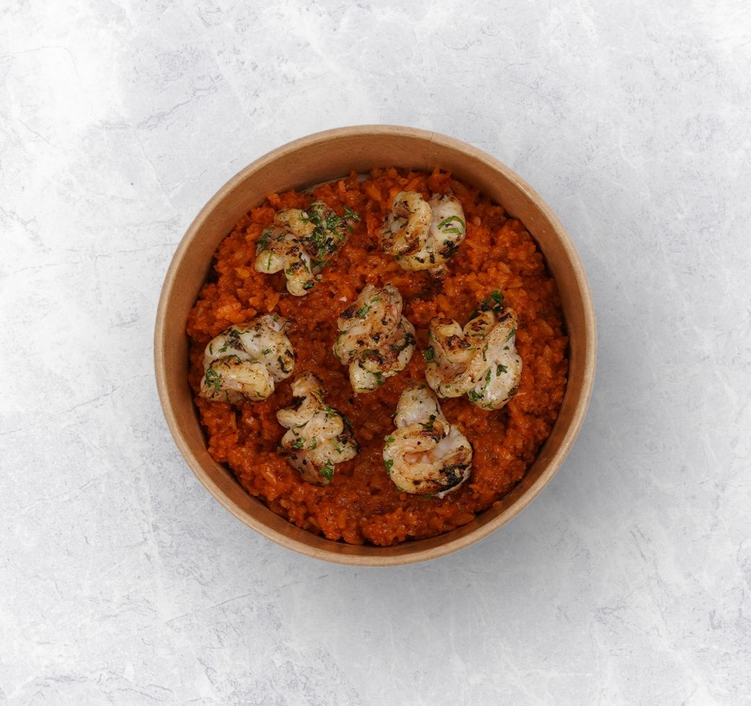 ريزوتو الروبيان بالفلفل المشوي