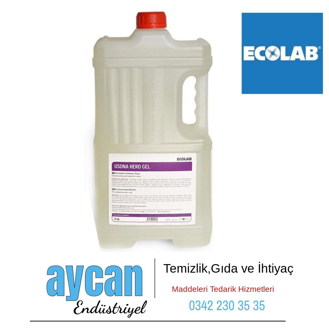 Ecolab ussona hero gel 5 lt - Premium kaliteli kıvamlı çamaşır suyu