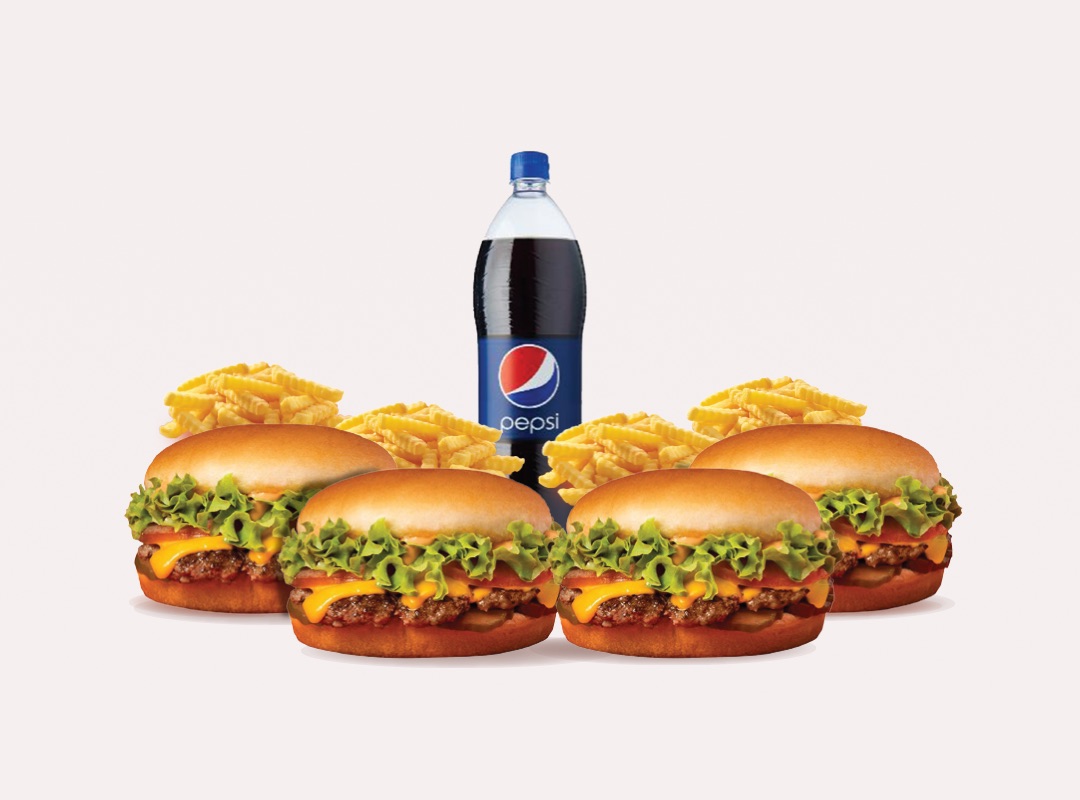 فيستا ميل - 4 دكان برجر + 4 بطاطا بطل بيبسي