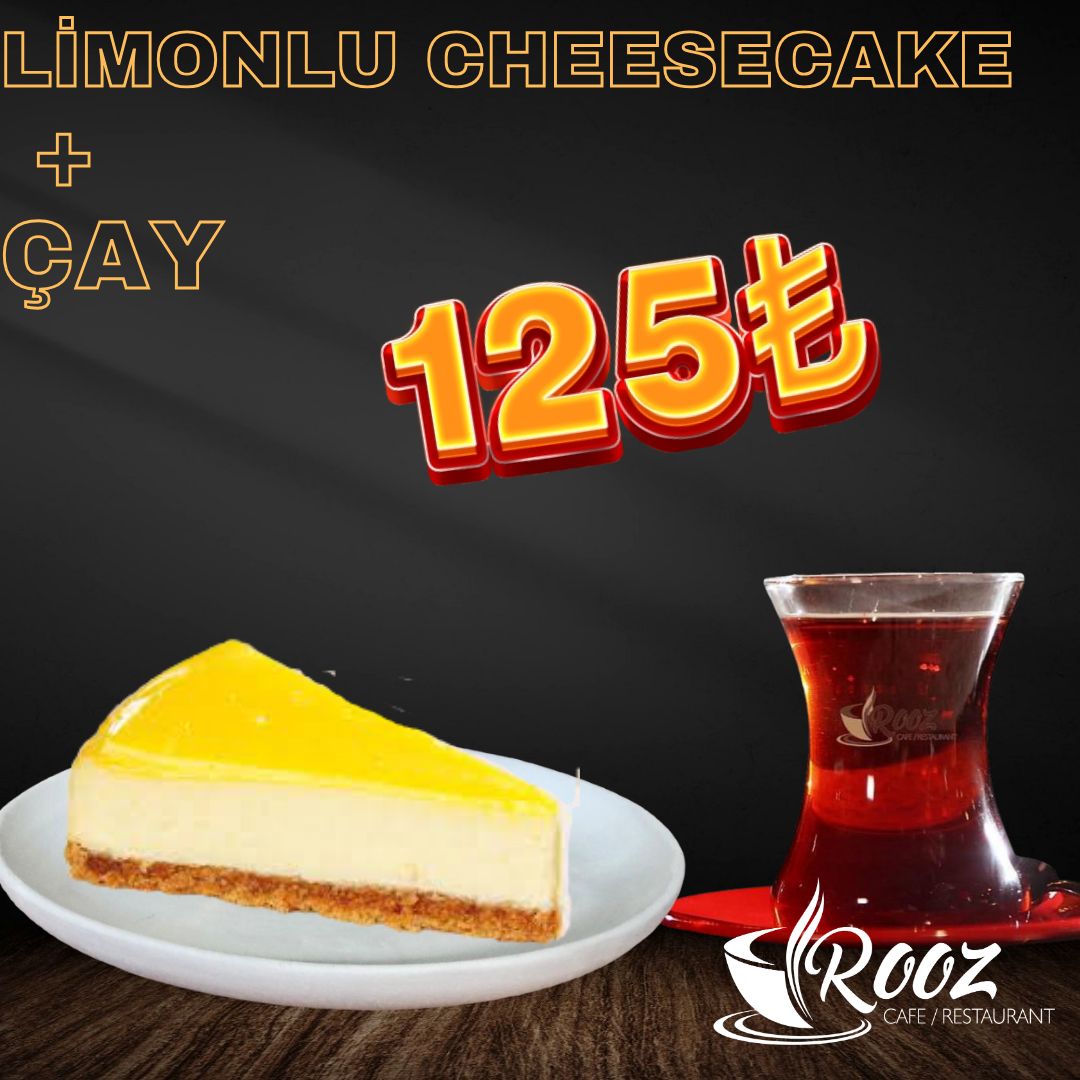 تشيز كيك الليمون + شاي - 