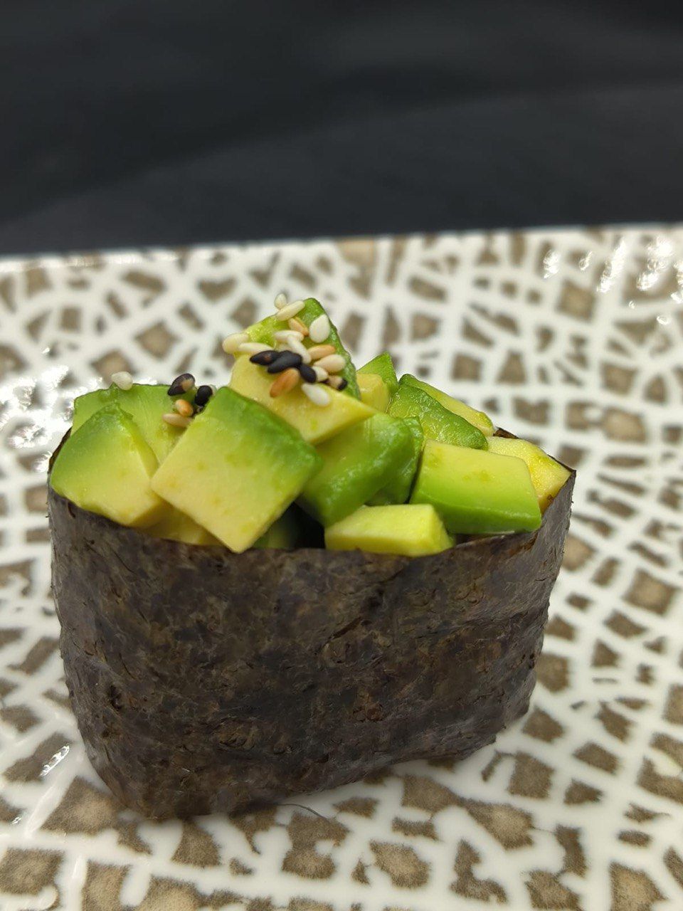 Avocado Gunkan - Avocado Gunkan – A smooth and creamy vegetarian gunkan with fresh avocado slices atop seasoned rice and nori – simple, healthy, and elegant