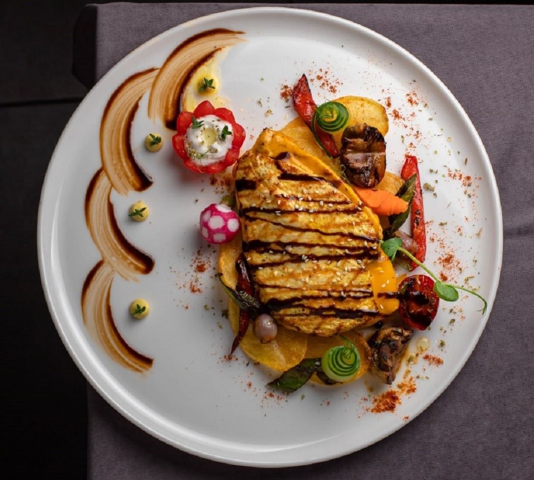 BBQ Chicken - BBQ Chicken – grilled chicken coated in smoky barbecue sauce, served with crispy fries and coleslaw