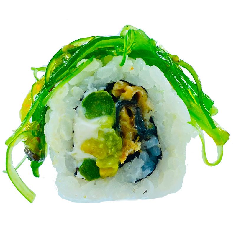 1811 - Jungle Roll • 8 adet - Yılan Balığı, Avokado, Kuşkonmaz, Krem Peynir / Dışı Goma Wakame