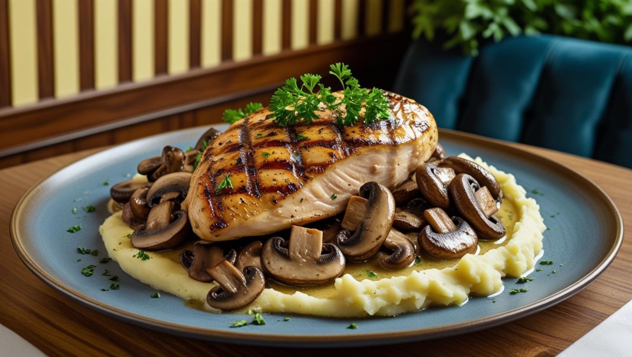 ستيك دجاج بالفطر