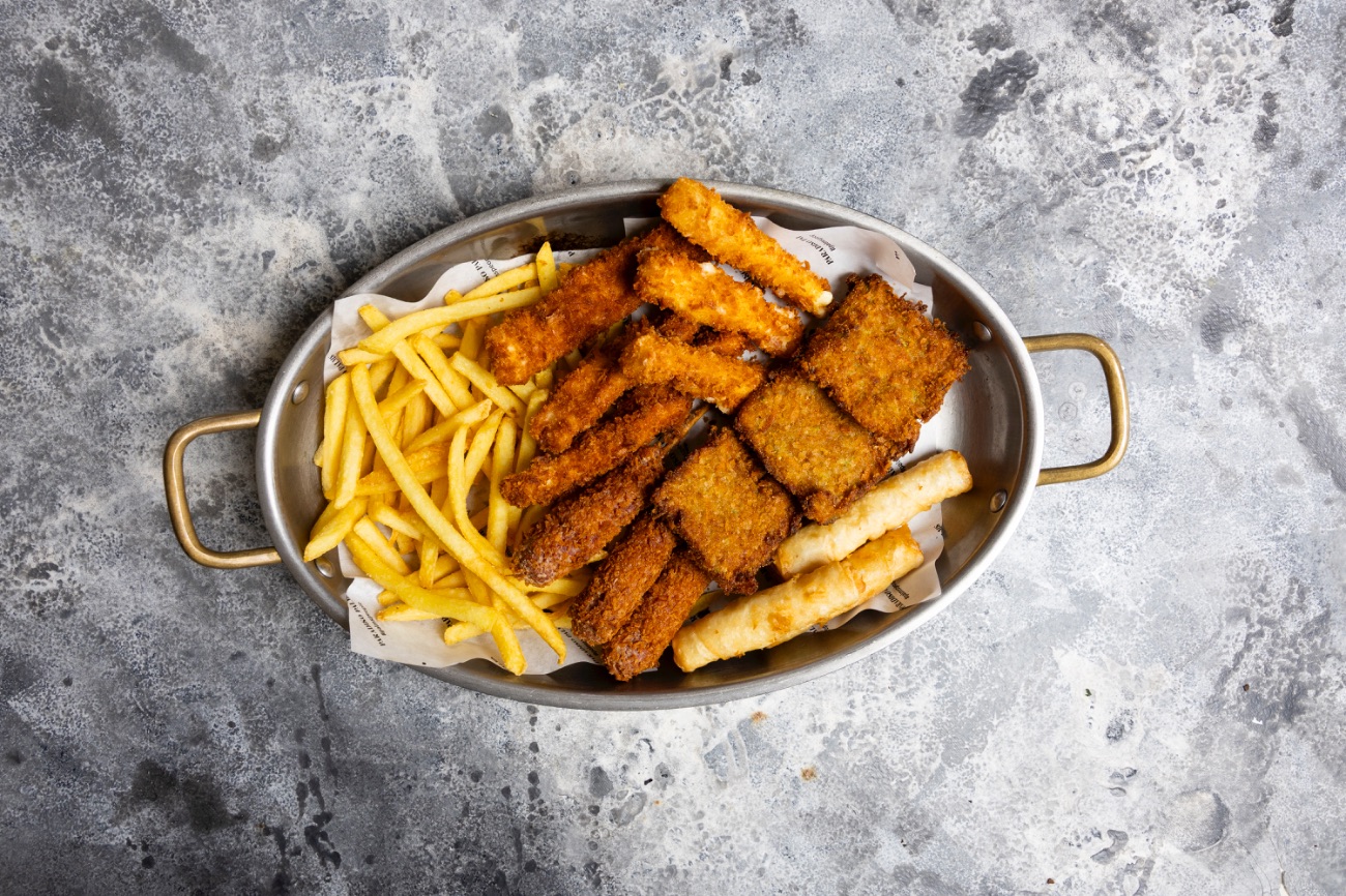 Çıtır Tabağı - (Sosisi kroket, Mücver kroket, Çıtır tavuk, Çıtır peynir, Sigara böreği, Patates  kızartması)