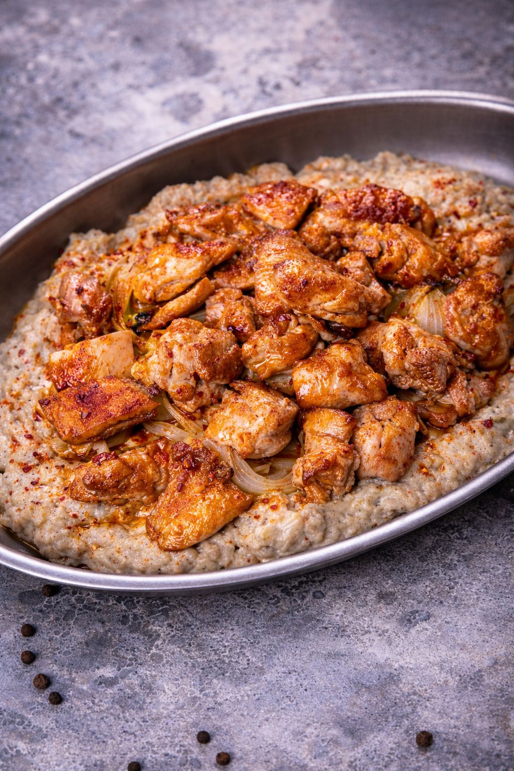 Tereyağlı Tavuk - (Tereyağında sotelenmiş tavuk sarma, patlıcan beğendi)