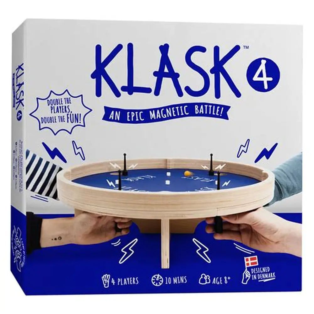Klask - (مذكورة سابقًا) مهارة مغناطيسية سريعة. 🎯 الصعوبة: سهلة–متوسطة 🕒 10–20 دقيقة