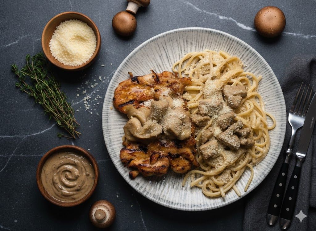 Marry Me Chicken - 100 gr ızgara tavuk talex, el yapımı linguine makarna, kremalı mantar sos, parmesan