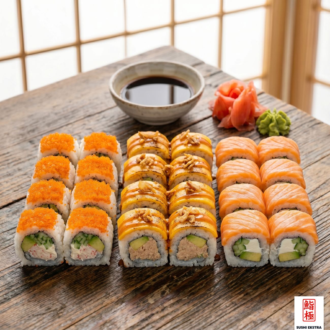 FAVORİTE SET - Philadelphia Roll, Spicy Tuna (konserve) Roll, California Tobiko Roll