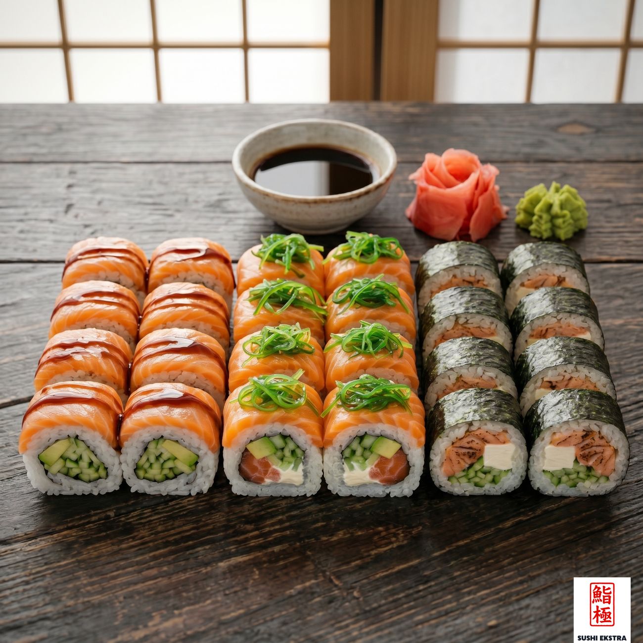 PİNK SET - Salmon Dream Roll (8), Saiko Roll (8), Yuzu Salmon Maki (8)