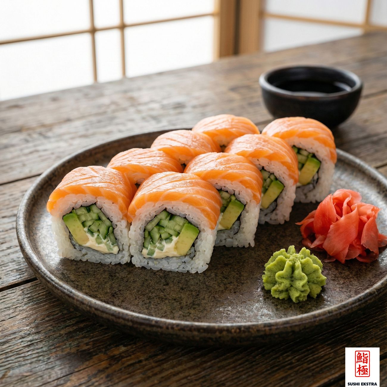 UMI ROLL - Mayonez, salatalık, avokado / Üzeri Taze Norveç Somonu