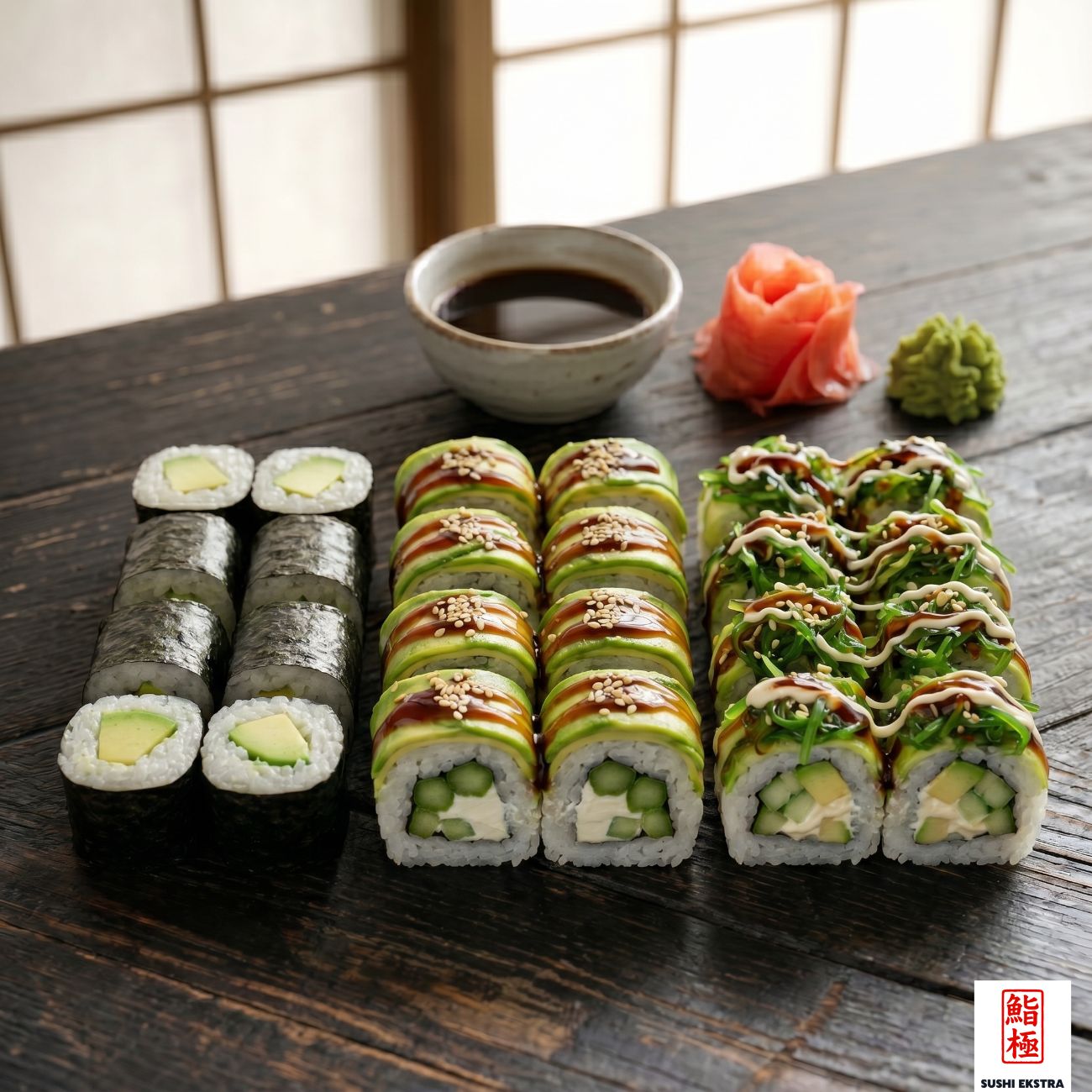 VEGETARİAN SET - Green Roll (8 adet) / Avokado Maki (8 adet) / Vegetarian Roll (8 adet)