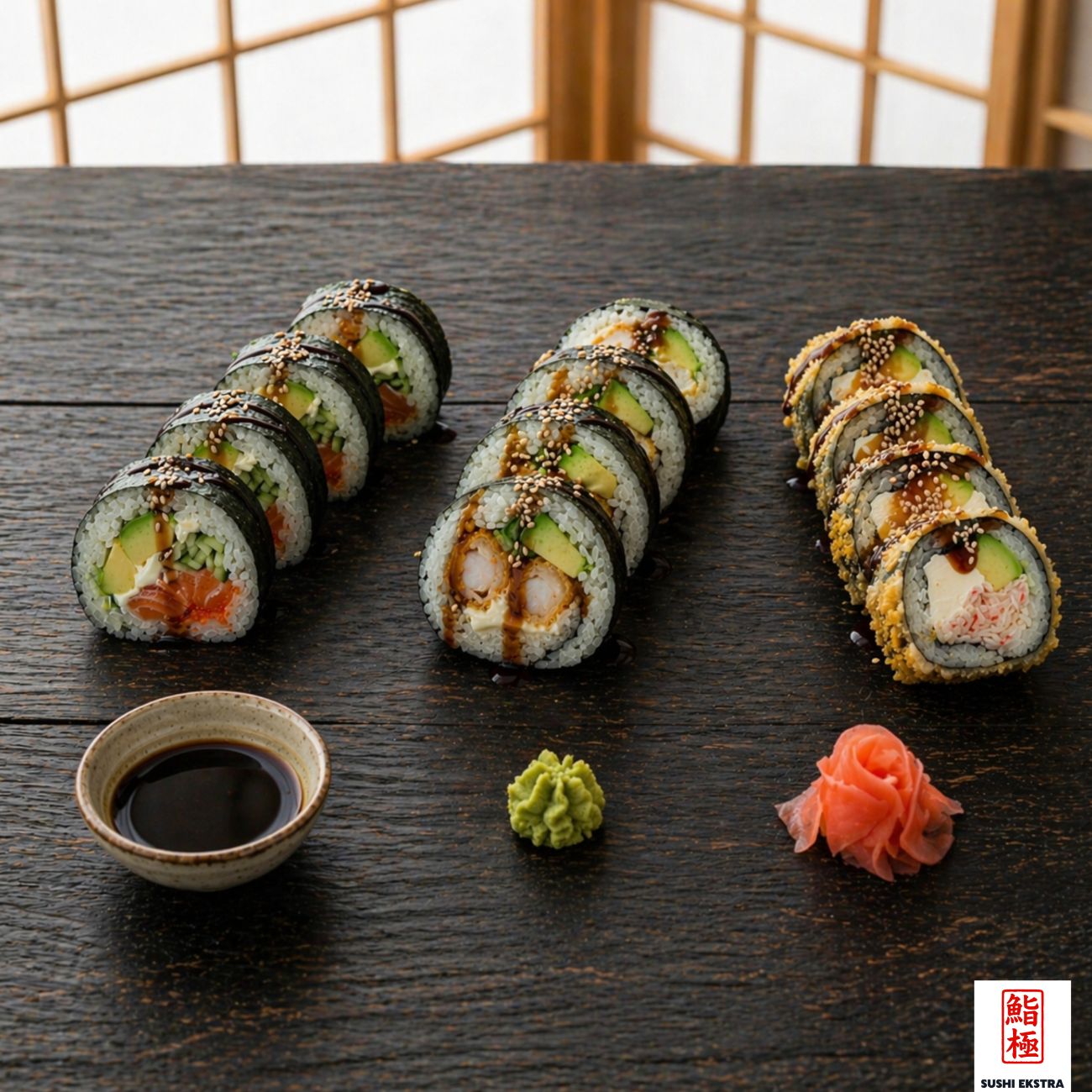 MİNAKİ SET - Futo Salmon California Roll (4), Futo Crispy Shrimp (4), Futo Hiroshima (4)