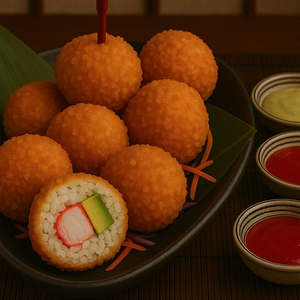 Kani - Avocado Rokuma - Yengeç Surumi ve Avokado dolgulu panelenerek kızartılmış sushi dilimleri, yanında seçeceğiniz 1 çeşit sos ile birlikte servis edilir.