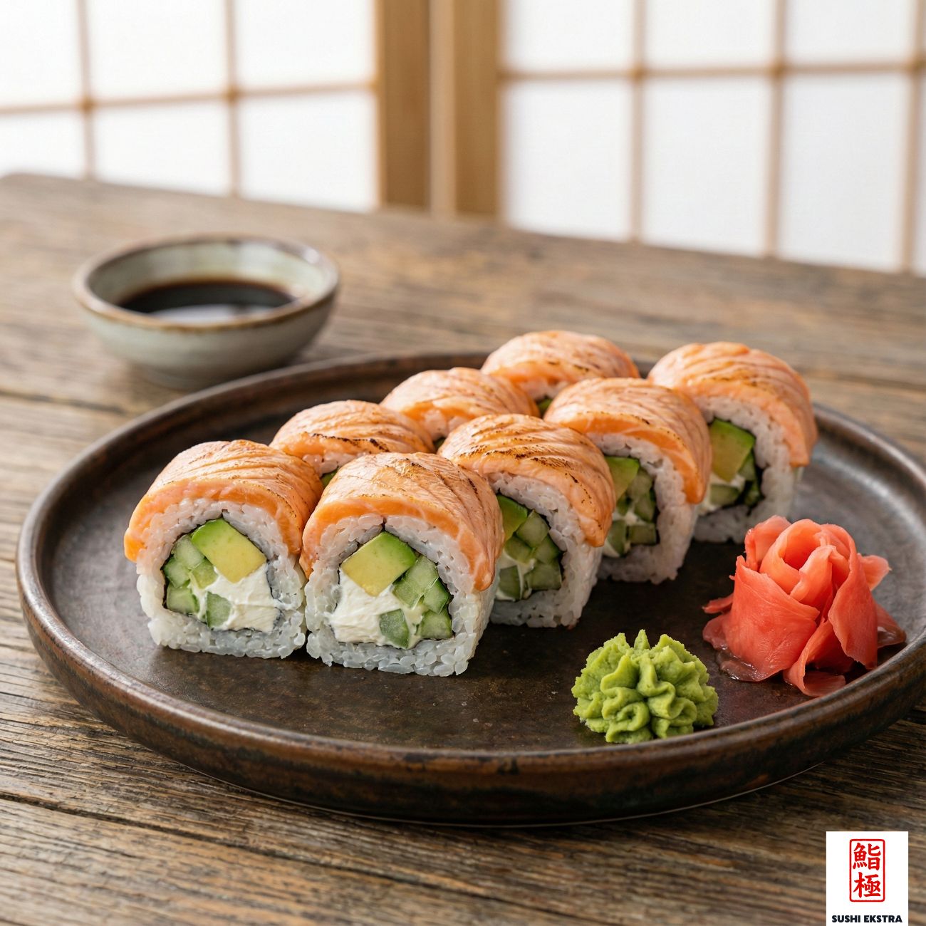 YAKIMA ROLL - Philadelphia peyniri, avokado, salatalık / üzeri az pişmiş somon balığı