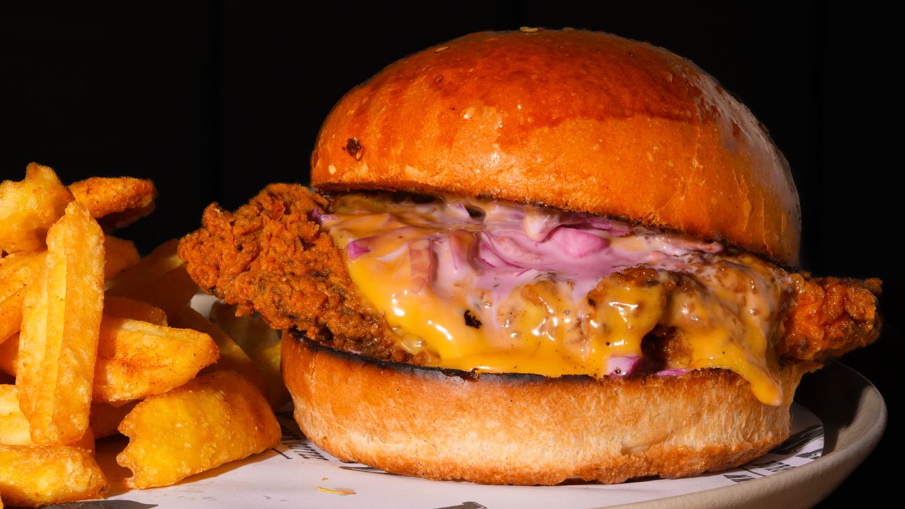 Manjoo Chicken Burger - Coleslow , 100gr. tavuk bonfile ,Cheddar Peynir,+patates kızartması