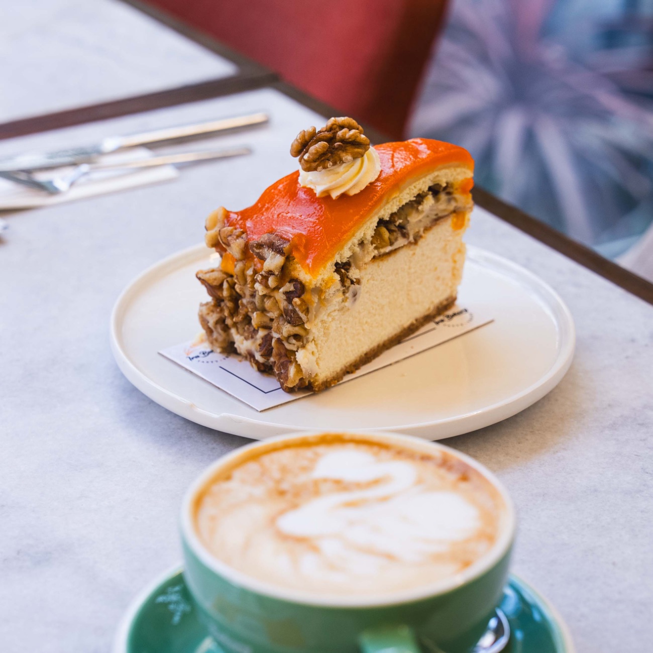 Balkabaklı Cheesecake - Tahinli Krema, Ceviz, Kabak Püresi.