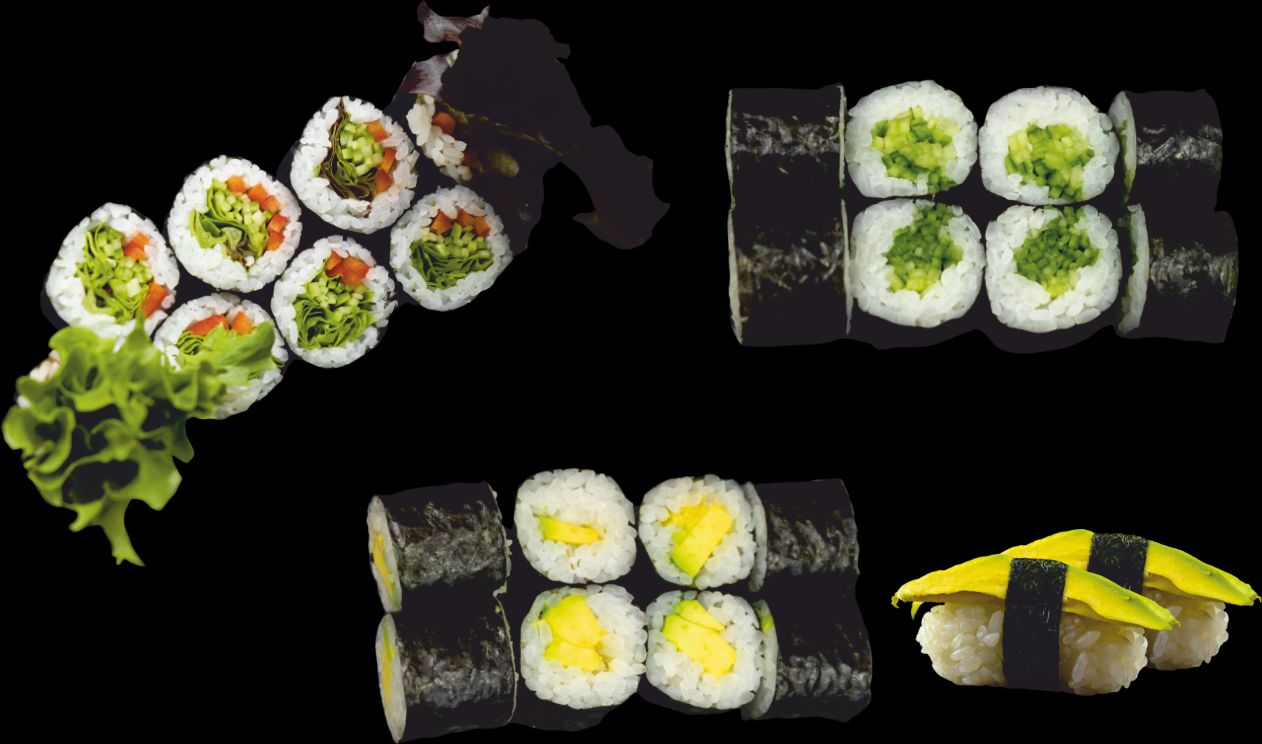 IVA VEJETERYAN SET - 26 AD -Yasai Roll (8 Ad/Pcs), Kappa Maki (8 Ad/Pcs),Avokado Maki (8 Ad/Pcs), Avokado Nigiri (2 Ad/Pcs)(Zencefil turşusu, Vasabi ve Soya Sosu ile)