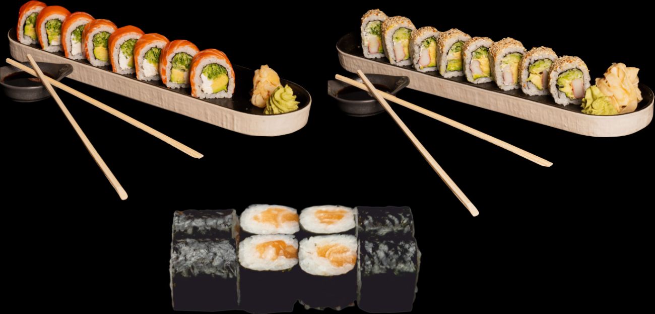 IVA ROLL SET - 24 AD - Philadelphia Roll (8 Ad), Sesame Roll (8 Ad),  Sake Maki (8 Ad) (Zencefil turşusu, Vasabi ve Soya Sosu ile)
